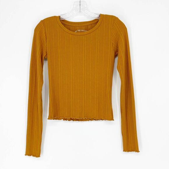 Aeropostale Mustard Yellow Ribbed Shrunken Tee Small - Picture 1 of 6